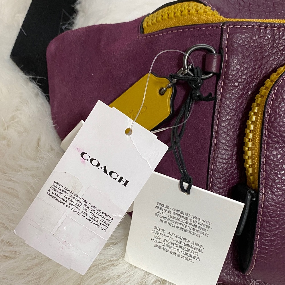 Rare. Authentic. Coach Men's Track Belt Bag in Purple and Yellow/Gold - Picture 2 of 14